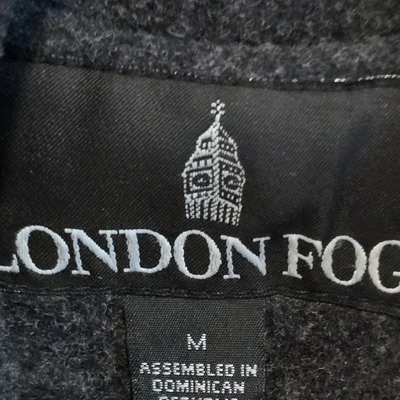 London Fog Womens Winter Wool Pea Coat Sz Med Dark Gray/Black W/ Hood - Picture 3 of 6